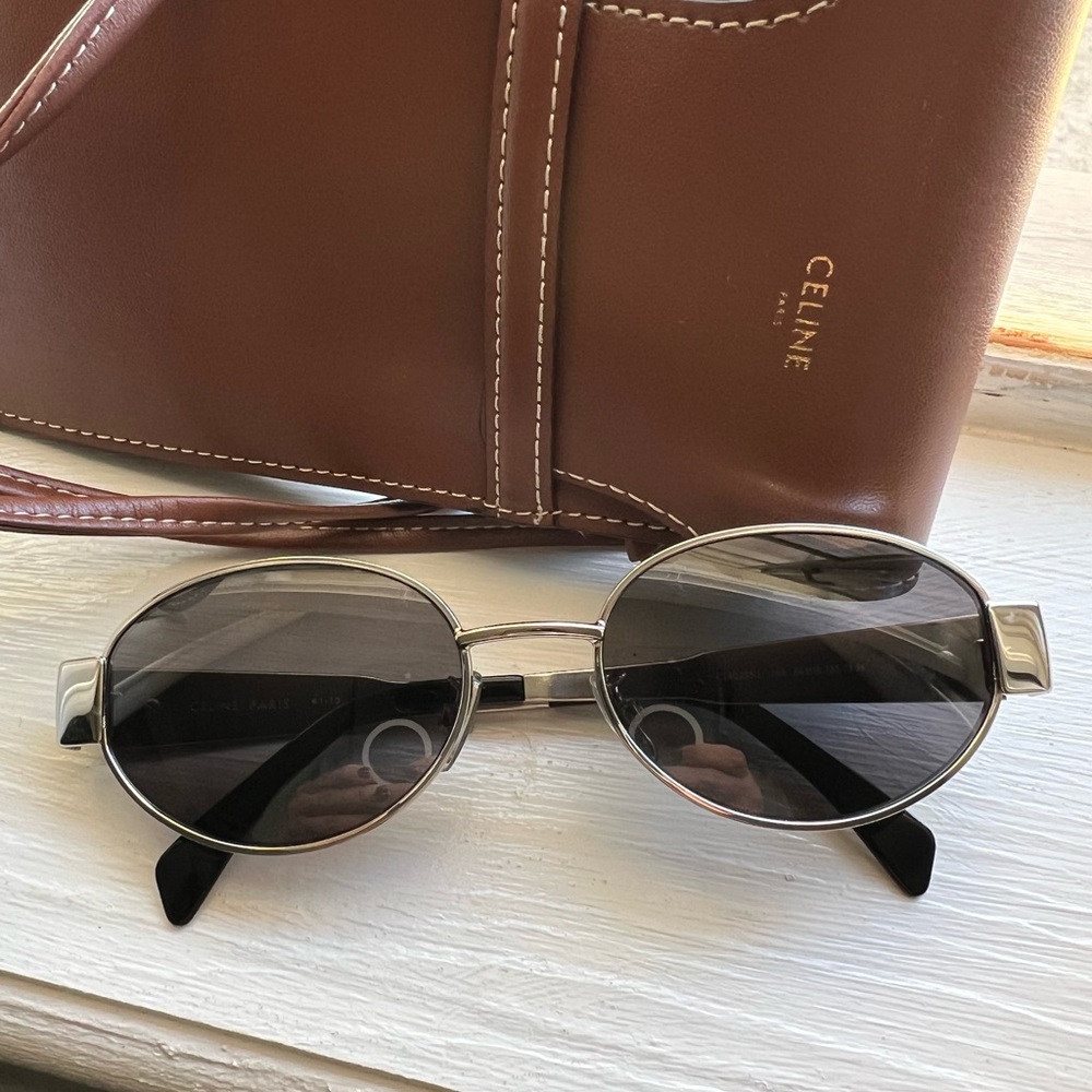 Celine 54 mm oval sunglasses silver